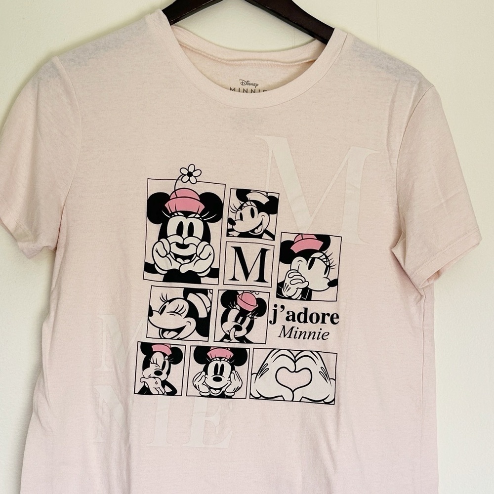 DISNEY Minnie Mouse J’Adore Short Sleeve Tee Medium - Picture 2 of 5
